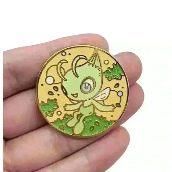 Legendary Celebi Gold Enamel Pin - Rare Pokémon Collector's Treasure - Picture 4 of 6